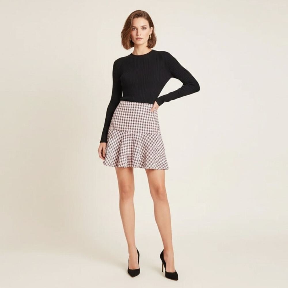 ANTHROPOLOGIE MAEVE Bobbie Plaid Flounced Mini Skirt Size 0
